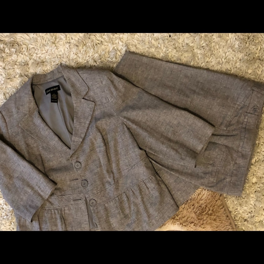 Grey and White Lined Linen-mix Jacket